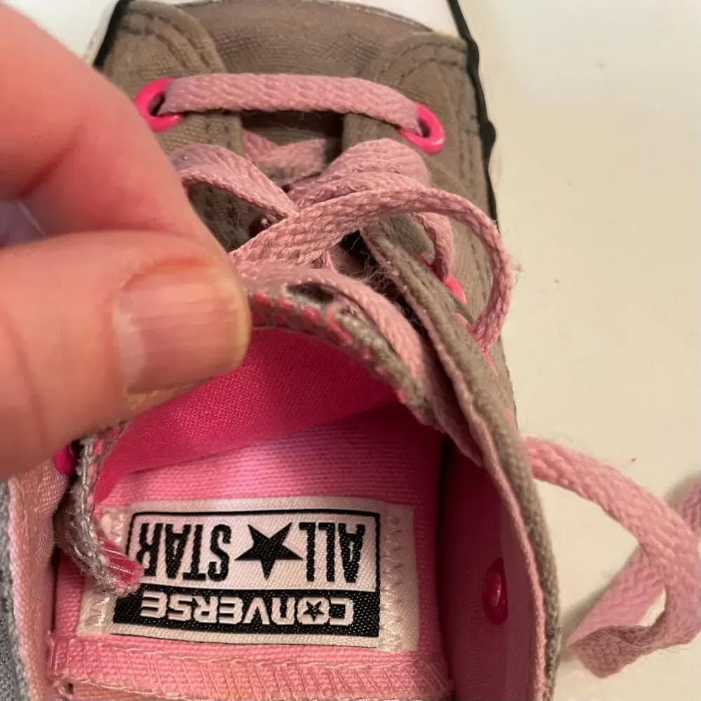 Converse All Star Chuck Taylor’s girls 12.5 Double Tongue OX Grey Pink‎ low top
